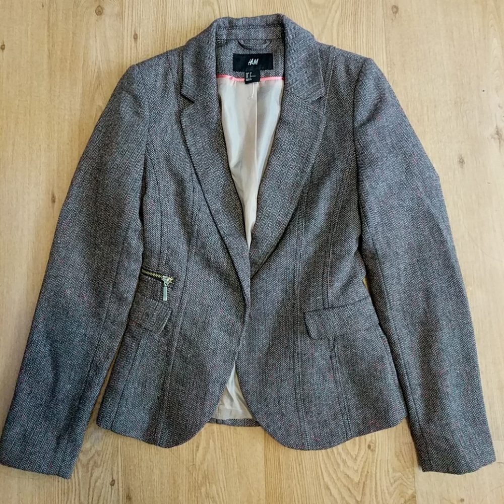 H&M Brown Herringbone Blazer